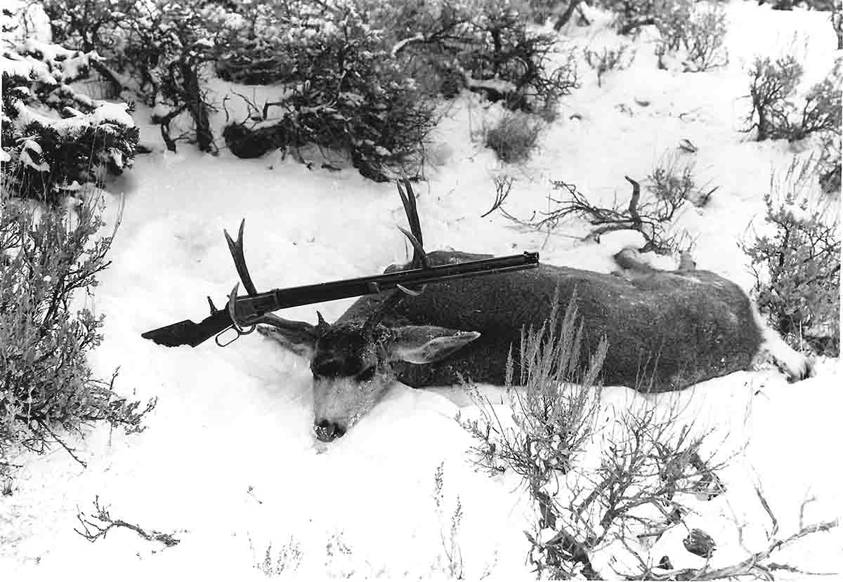 Mike took this mule deer buck using a Barnes 255-grain JSP from his Winchester in 28-55 WCF.